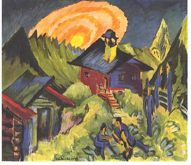 Moon rising at the Staffelalp, Ernst Ludwig Kirchner